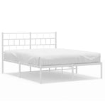 Metal Bed Frame without Mattress with Headboard White 150x200 cm