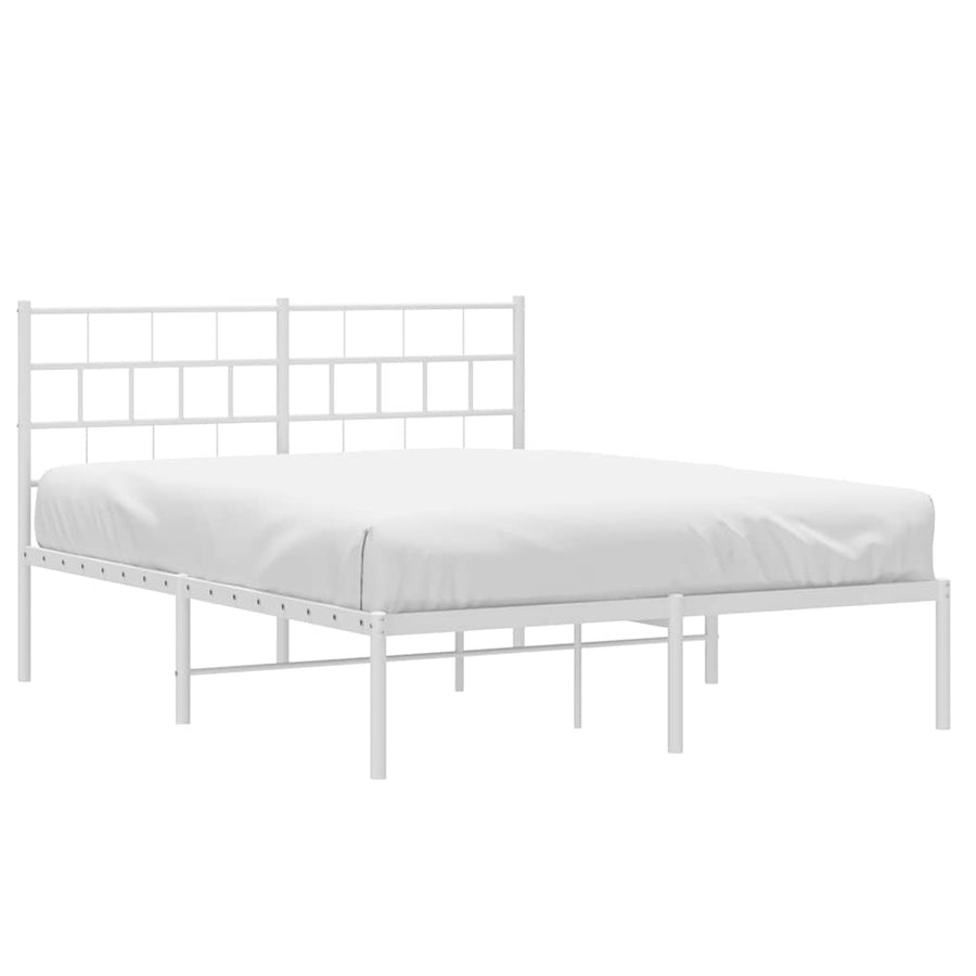 Metal Bed Frame without Mattress with Headboard White 150x200 cm