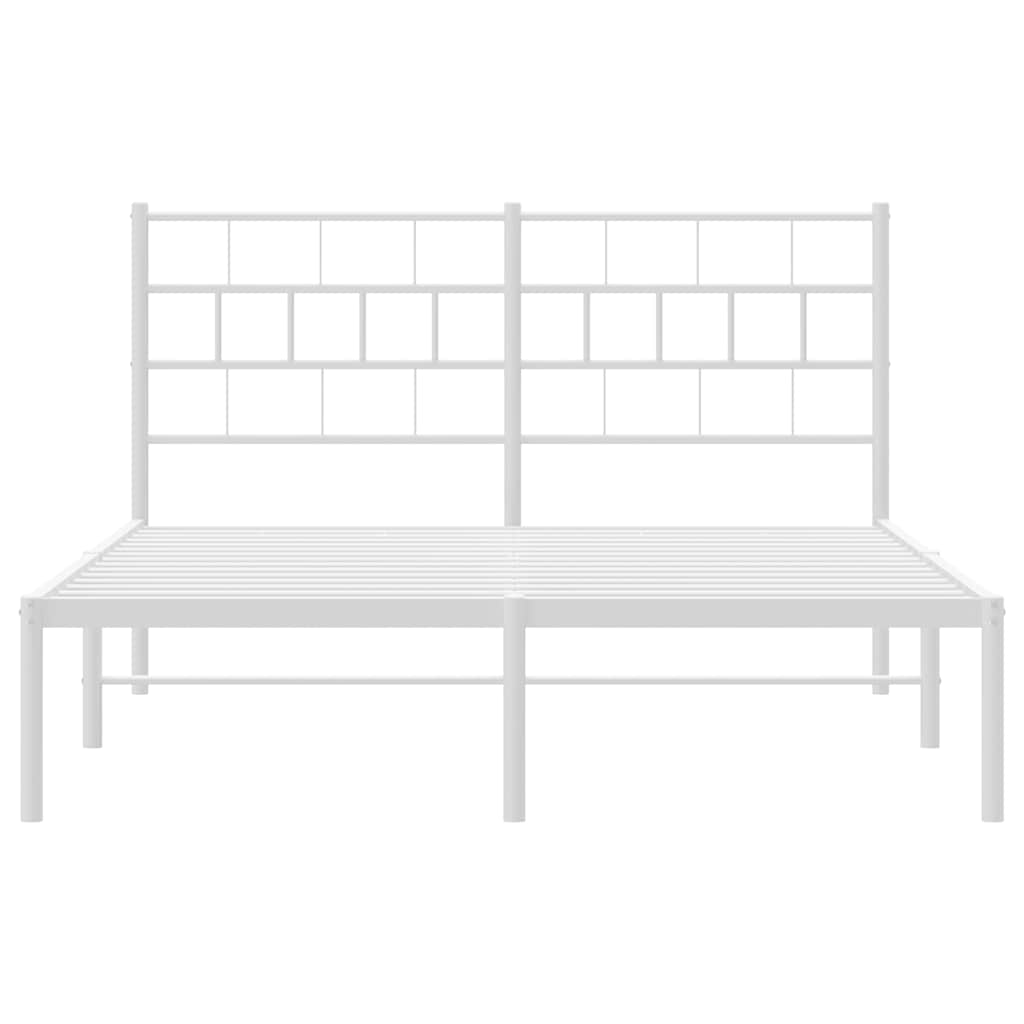 Metal Bed Frame without Mattress with Headboard White 150x200 cm