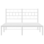 Metal Bed Frame without Mattress with Headboard White 150x200 cm