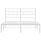 Metal Bed Frame without Mattress with Headboard White 150x200 cm - Rear View