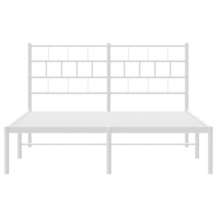 Metal Bed Frame without Mattress with Headboard White 150x200 cm