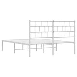 Metal Bed Frame without Mattress with Headboard White 150x200 cm - Low Angle