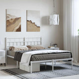 Metal Bed Frame without Mattress with Headboard White 150x200 cm