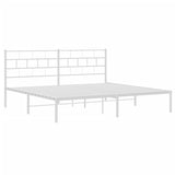 Metal Bed Frame without Mattress with Headboard White 183x203 cm King - Top-Down View