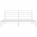 Metal Bed Frame without Mattress with Headboard White 183x203 cm King