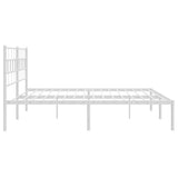Metal Bed Frame without Mattress with Headboard White 183x203 cm King - Rear View
