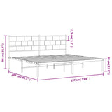 Metal Bed Frame without Mattress with Headboard White 183x203 cm King - Extra Image