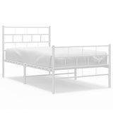 Metal Bed Frame without Mattress with Footboard White 90x190 cm - Front View