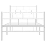 Metal Bed Frame without Mattress with Footboard White 90x190 cm - 45-Degree Angle