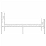 Metal Bed Frame without Mattress with Footboard White 90x190 cm - Rear View