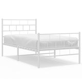 Metal Bed Frame without Mattress with Footboard White 107x203 cm King Single