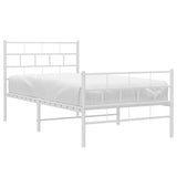 Metal Bed Frame without Mattress with Footboard White 107x203 cm King Single - Side View
