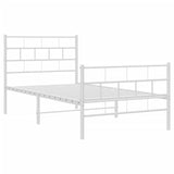 Metal Bed Frame without Mattress with Footboard White 107x203 cm King Single - Top-Down View
