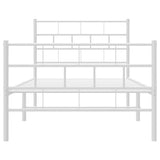 Metal Bed Frame without Mattress with Footboard White 107x203 cm King Single - 45-Degree Angle