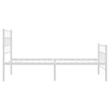 Metal Bed Frame without Mattress with Footboard White 107x203 cm King Single - Rear View