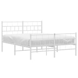 Metal Bed Frame without Mattress with Footboard White 135x190 cm - Side View