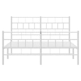Metal Bed Frame without Mattress with Footboard White 135x190 cm