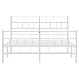 Metal Bed Frame without Mattress with Footboard White 135x190 cm - Rear View