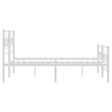 Metal Bed Frame without Mattress with Footboard White 135x190 cm
