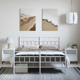 Metal Bed Frame without Mattress with Footboard White 150x200 cm - Top-Down View