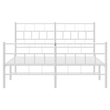 Metal Bed Frame without Mattress with Footboard White 150x200 cm