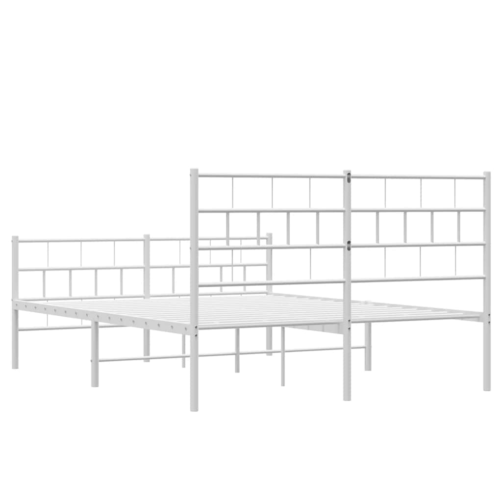 Metal Bed Frame without Mattress with Footboard White 150x200 cm
