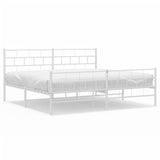 Metal Bed Frame without Mattress with Footboard White 183x203 cm King - Front View