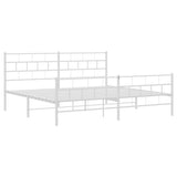 Metal Bed Frame without Mattress with Footboard White 183x203 cm King - Top-Down View