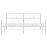 Metal Bed Frame without Mattress with Footboard White 183x203 cm King