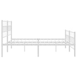 Metal Bed Frame without Mattress with Footboard White 183x203 cm King
