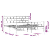 Metal Bed Frame without Mattress with Footboard White 183x203 cm King - Extra Image