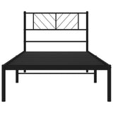 Metal Bed Frame without Mattress with Headboard Black 90x190 cm