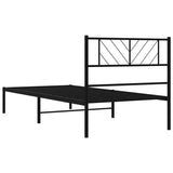 Metal Bed Frame without Mattress with Headboard Black 90x190 cm - Close-Up Angle