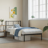 Metal Bed Frame without Mattress with Headboard Black 90x190 cm