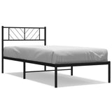 Metal Bed Frame without Mattress with Headboard Black 107x203 cm King Single - Front View