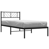 Metal Bed Frame without Mattress with Headboard Black 107x203 cm King Single - Side View