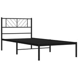 Metal Bed Frame without Mattress with Headboard Black 107x203 cm King Single - Top-Down View