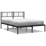 Metal Bed Frame without Mattress with Headboard Black 135x190 cm - Front View