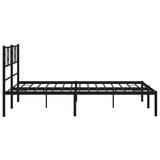 Metal Bed Frame without Mattress with Headboard Black 135x190 cm - Close-Up Angle