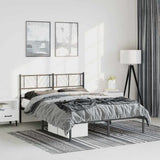 Metal Bed Frame without Mattress with Headboard Black 150x200 cm