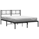 Metal Bed Frame without Mattress with Headboard Black 150x200 cm - Top-Down View