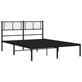 Metal Bed Frame without Mattress with Headboard Black 150x200 cm - 45-Degree Angle