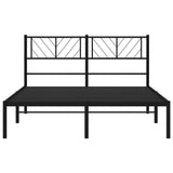 Metal Bed Frame without Mattress with Headboard Black 150x200 cm