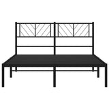 Metal Bed Frame without Mattress with Headboard Black 150x200 cm - Rear View