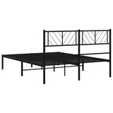 Metal Bed Frame without Mattress with Headboard Black 150x200 cm - Low Angle