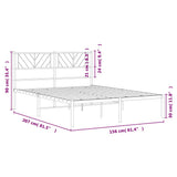 Metal Bed Frame without Mattress with Headboard Black 150x200 cm