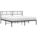 Metal Bed Frame without Mattress with Headboard Black 183x203 cm King - Side View