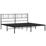 Metal Bed Frame without Mattress with Headboard Black 183x203 cm King - Top-Down View