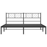 Metal Bed Frame without Mattress with Headboard Black 183x203 cm King - 45-Degree Angle